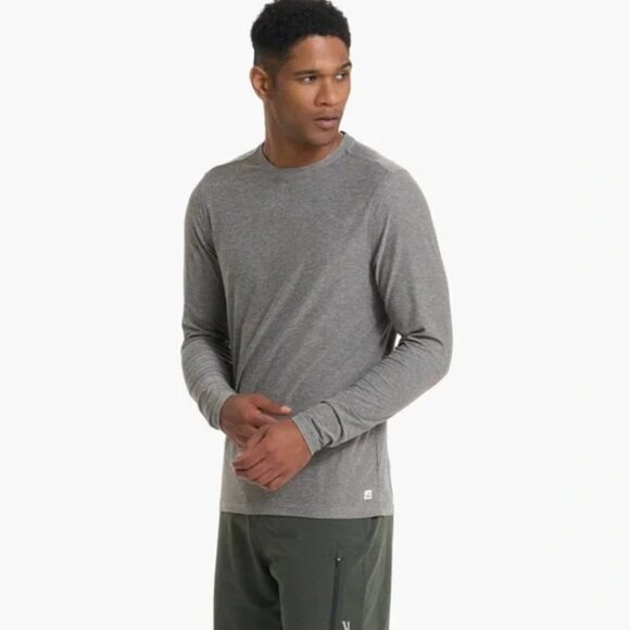 Vuori Mens Strato Tech Long Sleeve Tee Heather Gray M - Picture 1 of 10